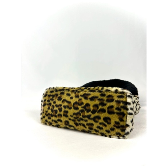 Vintage 1990’s Esprit Leopard Faux Fur Top Handle Mini Clutch Handbag - Picture 7 of 10